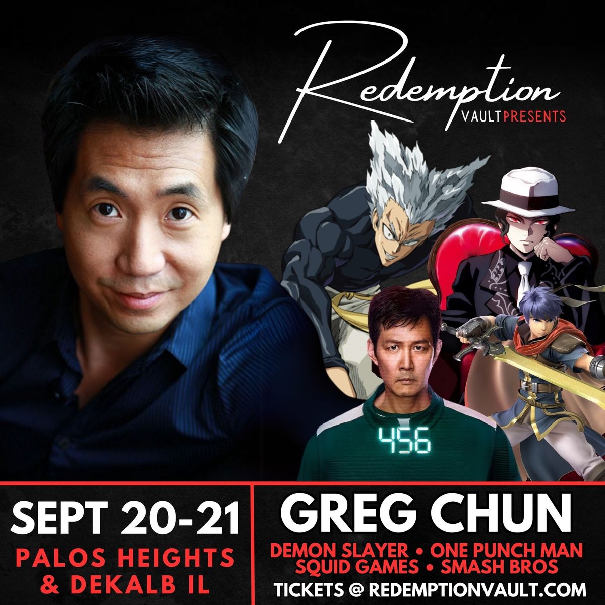 Voice actor Greg Chun will attend Fantasy Con 2025 for signing and photo opportunities.